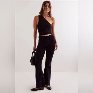 Free People We The Free CRVY Karma Cord Flare Bells Jeans Jet Black Sz Sm